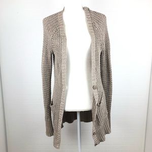 American Eagle Long Button Up Knit Tan Cardigan S